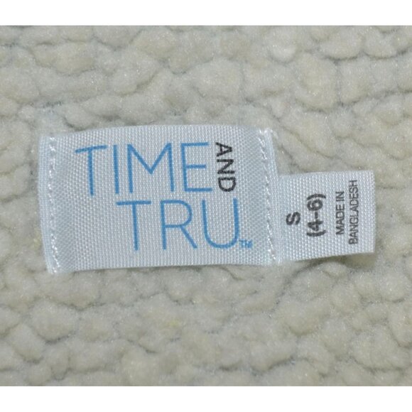 Time And Tru Denim Blue Jean Trucker Jacket Size S 4-6 Sherpa Lined Pockets Warm - Picture 9 of 11